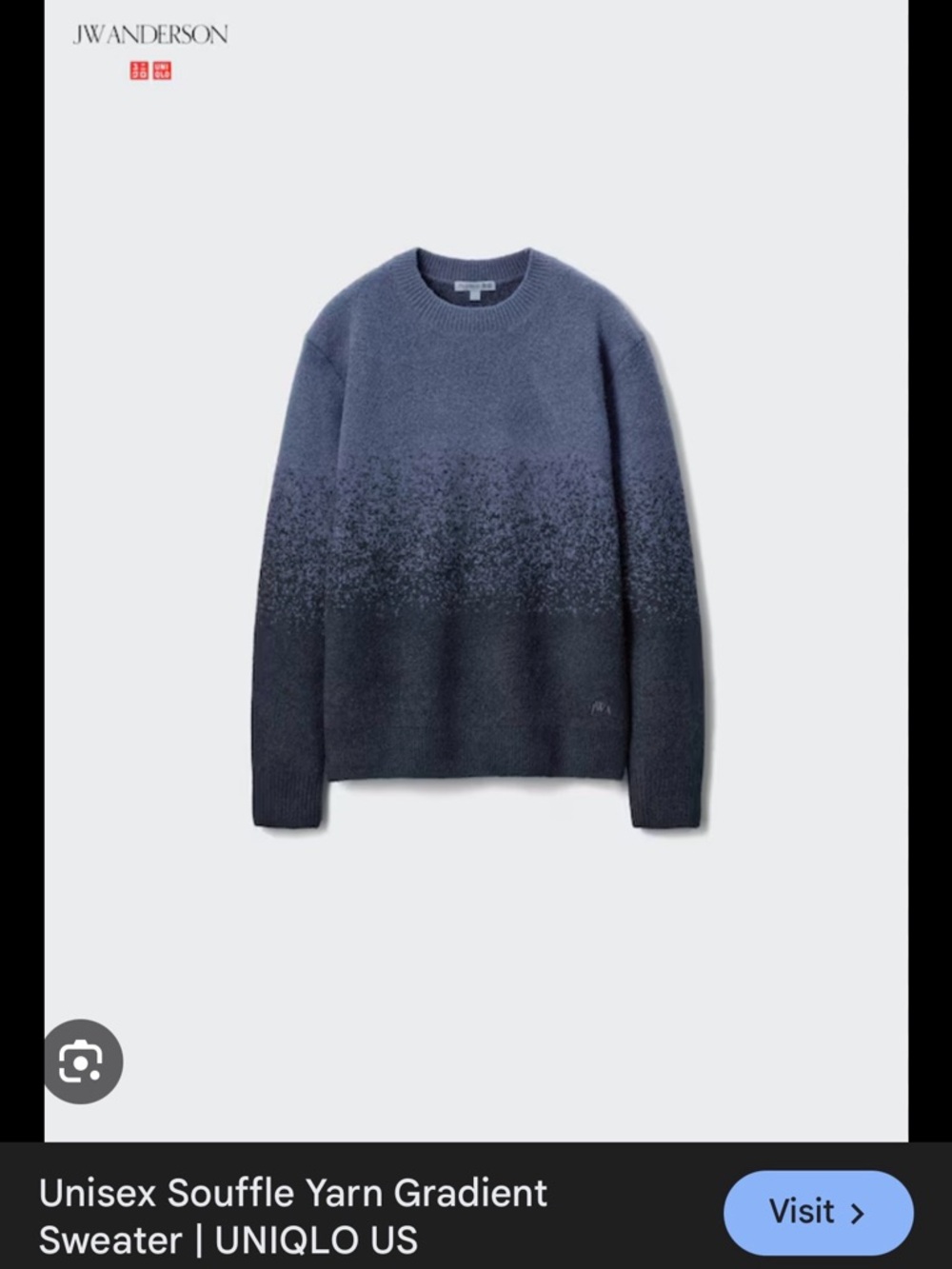 JW ANDERSON Crewneck Gradient Blue to Navy Sweater PLUS light grey to dark GREY